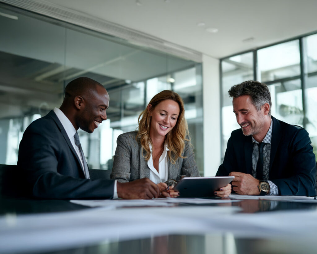Team of three working on a project