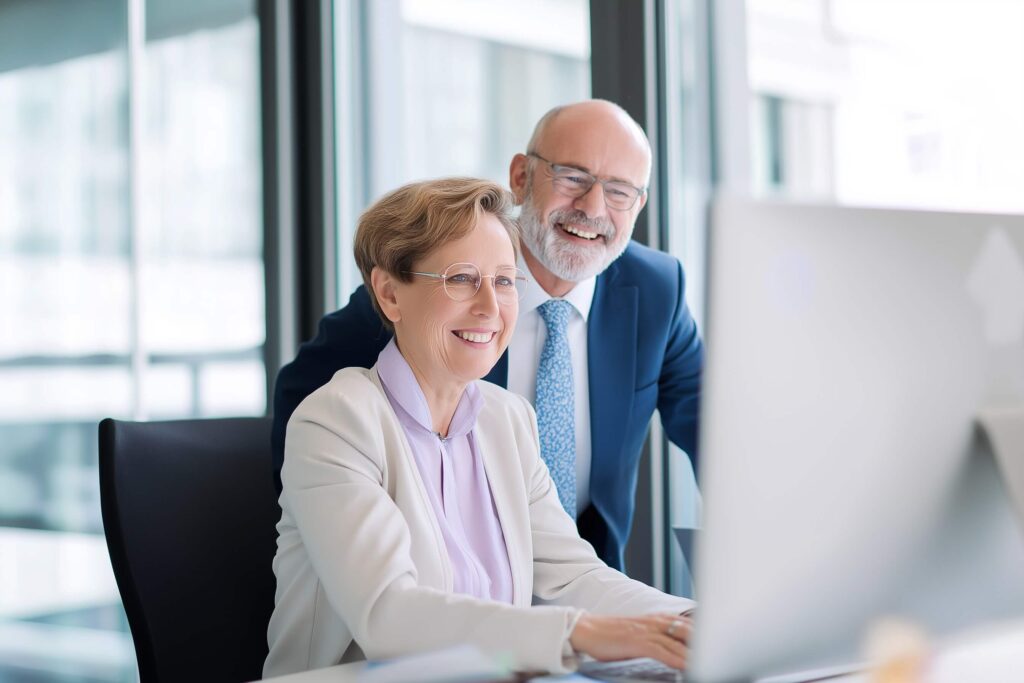 Business team working on a project on the computer