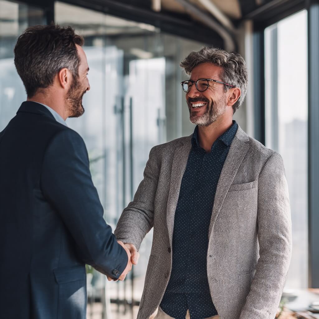 Men meet with a handshake